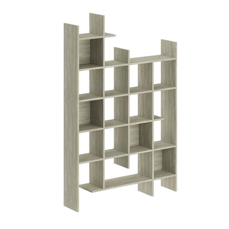 Βιβλιοθήκη Manco Megapap χρώμα neo travertine 122x25,5x188εκ.
