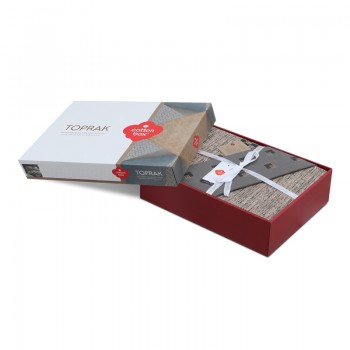 Σετ παπλωματοθήκη Arlo Cotton Box 4 τμχ Διπλή (200x220) χρώμα καφέ - γκρι