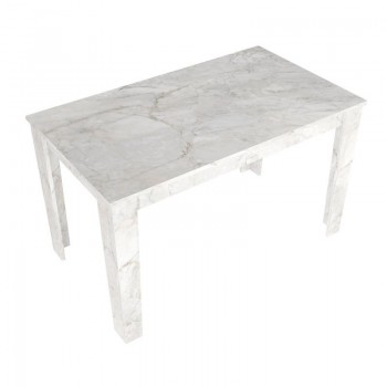 Σετ τραπεζαρία 5τμχ Darlen - Nova Megapap χρώμα λευκό εφέ μαρμάρου - λευκό 125x72x74εκ.