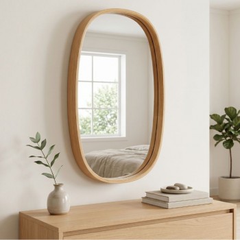 Καθρέπτης τοίχου Cloudy Megapap ξύλο χρώμα φυσικό οξιάς 38x4x55εκ.