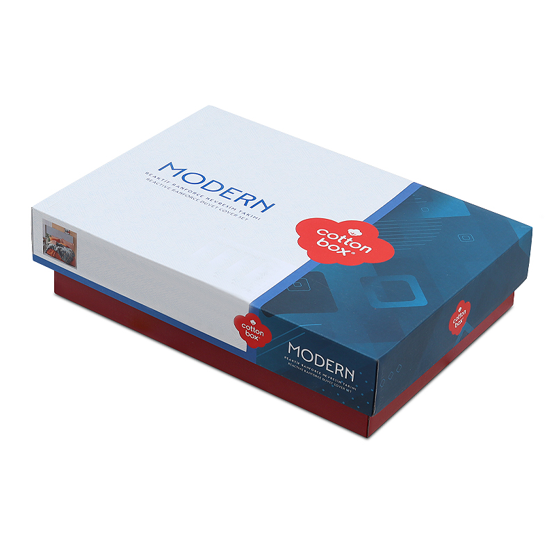 Σετ παπλωματοθήκη Stark Cotton Box 4 τμχ Διπλή (200x220) χρώμα cinnamon - μπλε