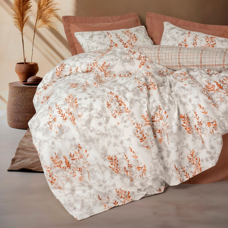 Σετ παπλωματοθήκη Lamina Cotton Box 3 τμχ Μονή (160x220) χρώμα cinnamon