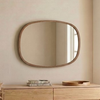 Καθρέπτης τοίχου Cloudy Megapap ξύλο χρώμα καρυδί 55x4x38εκ.