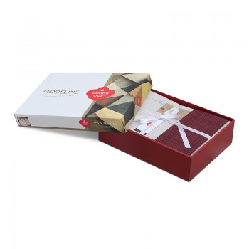 Σετ παπλωματοθήκη Flos Cotton Box 3 τμχ Μονή (160x220) χρώμα μπορντώ