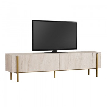 Έπιπλο τηλεόρασης Nexus Megapap χρώμα travertine - χρυσό 180x30x45,5εκ.