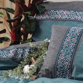 Σετ παπλωματοθήκη Ema Cotton Box 3 τμχ Μονή (160x220) χρώμα πετρόλ