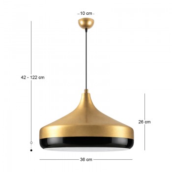 Φωτιστικό οροφής Vasli Megapap E27 μεταλλικό μονόφωτο χρώμα χρυσό Ø36x42/122εκ.