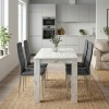 Σετ τραπεζαρία 5τμχ Darlen - Rosa Megapap χρώμα λευκό εφέ μαρμάρου - γκρι/χρωμίου πόδι 125x72x74εκ.
