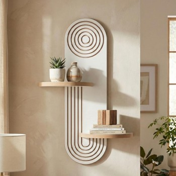 Ραφιέρα τοίχου Artwill Megapap Mdf χρώμα λευκό - oak 46x13x70εκ.