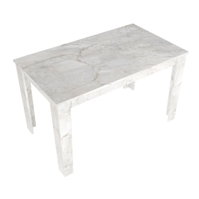 Σετ τραπεζαρία 5τμχ Darlen - Rosa Megapap χρώμα λευκό εφέ μαρμάρου - γκρι 125x72x74εκ.