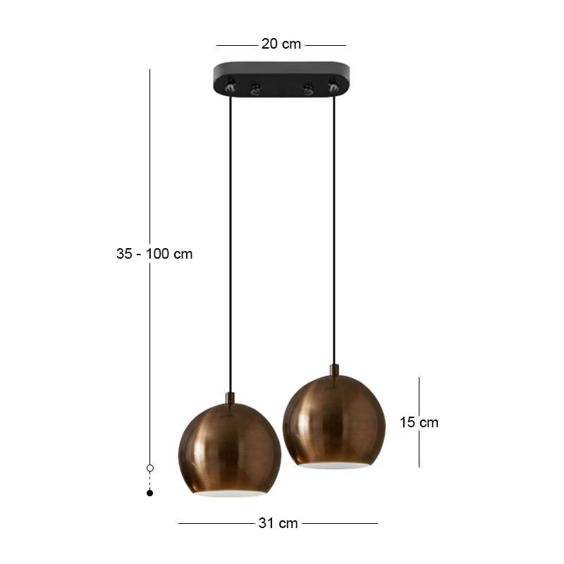Φωτιστικό οροφής Orbit Megapap E27 μεταλλικό δίφωτο χρώμα χρυσό antique Ø31x35/100εκ.