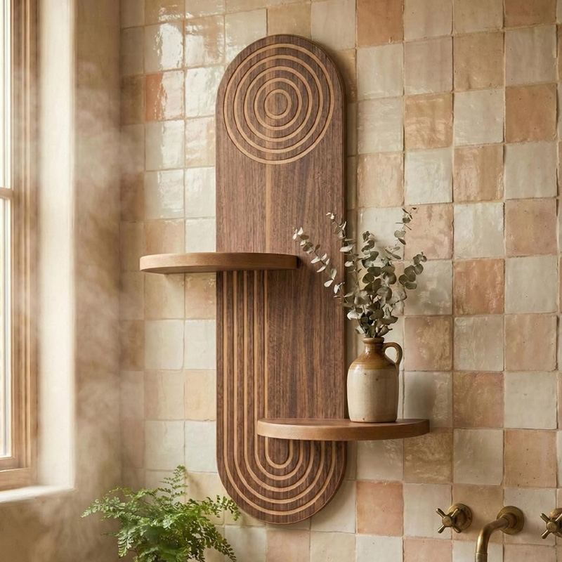 Ραφιέρα τοίχου Artwill Megapap Mdf χρώμα wenge 46x13x70εκ.