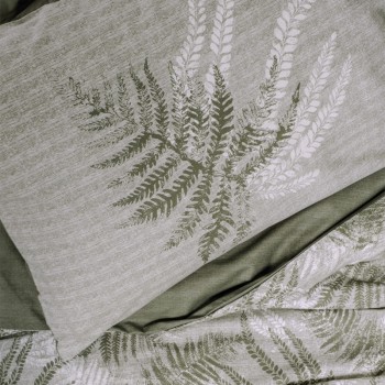 Σετ παπλωματοθήκη Frond Cotton Box 4 τμχ Διπλή (200x220) χρώμα χακί