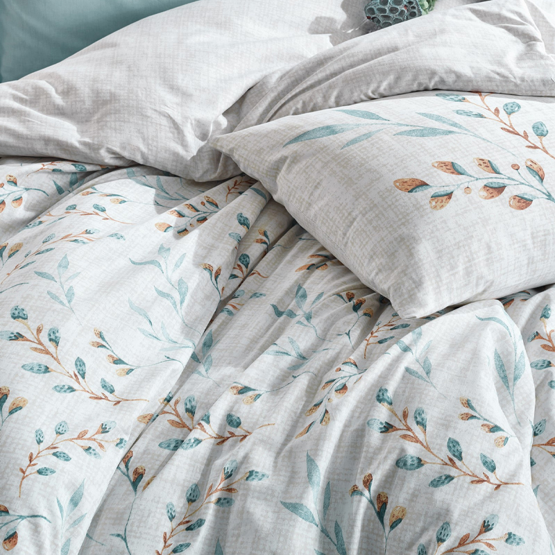 Σετ παπλωματοθήκη Lendell Cotton Box 3 τμχ Μονή (160x220) χρώμα μέντα - λευκό