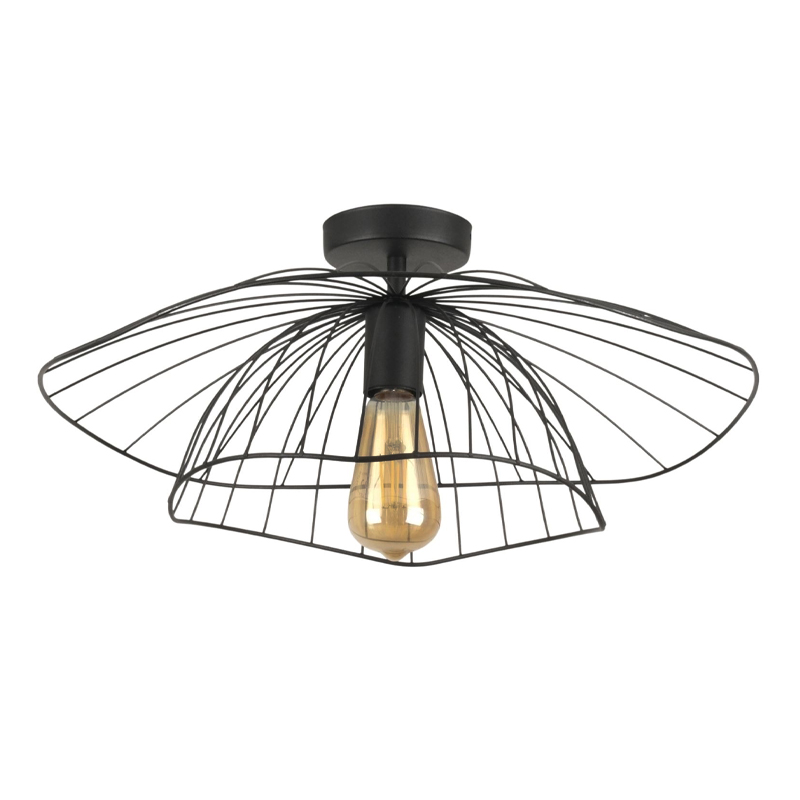 Φωτιστικό οροφής Madar Megapap E27 μεταλλικό μονόφωτο χρώμα μαύρο Ø52x20εκ.