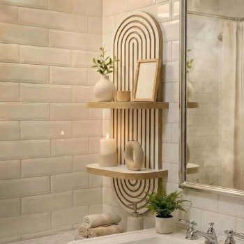 Ραφιέρα τοίχου Artwill Megapap Mdf χρώμα λευκό - oak 26x13x70εκ.