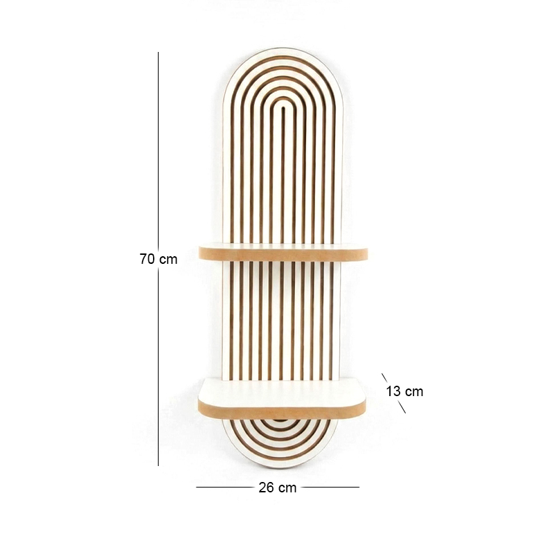 Ραφιέρα τοίχου Artwill Megapap Mdf χρώμα λευκό - oak 26x13x70εκ.