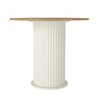 Σετ τραπεζαρία 5τμχ Bohema - Viva Megapap χρώμα ivory/sepet oak - γκρι Ø90x77,7εκ.