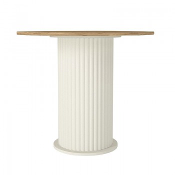 Σετ τραπεζαρία 5τμχ Bohema - Kevin Megapap χρώμα ivory/sepet oak - μουσταρδί Ø90x77,7εκ.