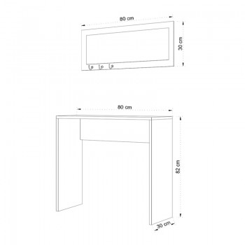 Κονσόλα με καθρέπτη Cosenza Megapap χρώμα oak 80x30x82εκ.