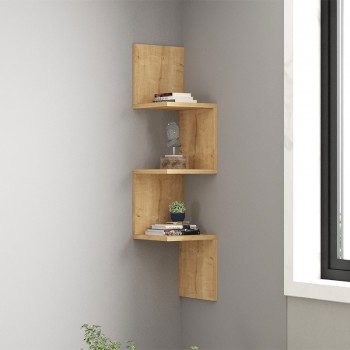 Ραφιέρα τοίχου γωνιακή Zikzak Megapap χρώμα sapphire oak 25x25x105,4εκ.