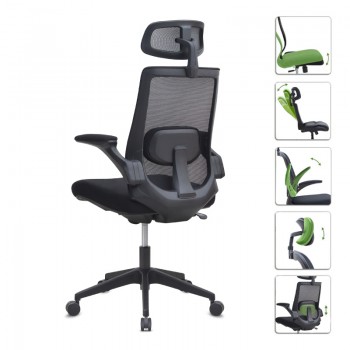 Καρέκλα γραφείου διευθυντική Belora Megapap με ύφασμα Mesh χρώμα μαύρο 63,5x62x117/127εκ.