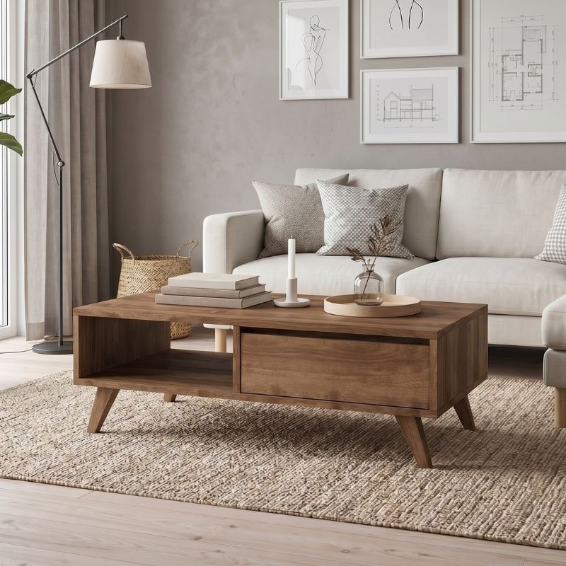 Τραπεζάκι σαλονιού Aster Megapap χρώμα καρυδί 120x56x40εκ.