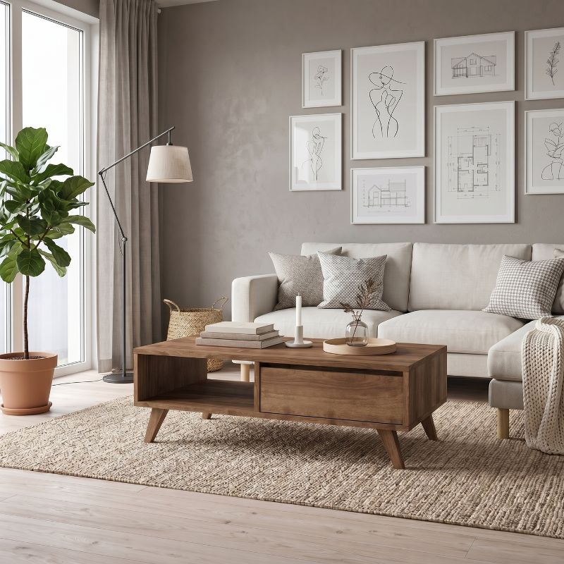 Τραπεζάκι σαλονιού Aster Megapap χρώμα καρυδί 120x56x40εκ.