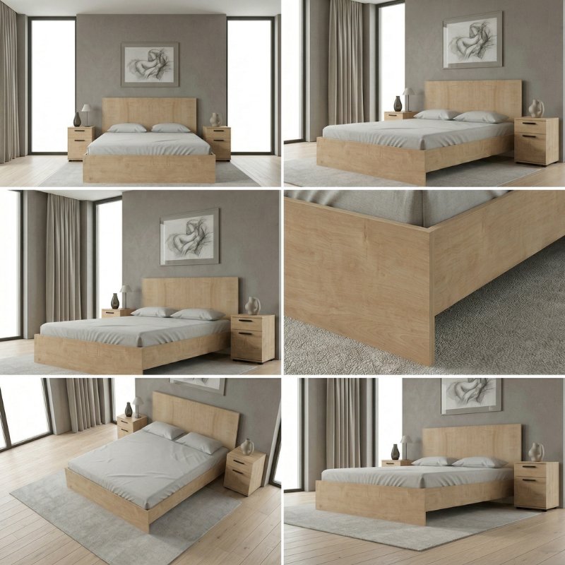 Κρεβάτι Troy Megapap χρώμα φυσικό οξιάς 150x200εκ.