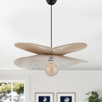 Φωτιστικό οροφής Dafodil Megapap E27 από σχοινί μονόφωτο χρώμα μπεζ - λευκό Ø48x55εκ.