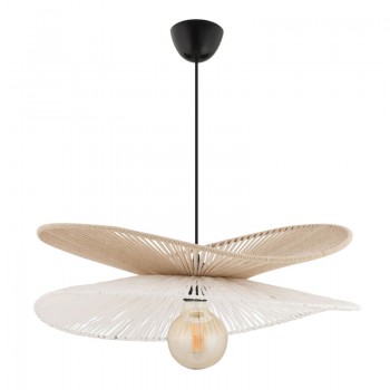 Φωτιστικό οροφής Dafodil Megapap E27 από σχοινί μονόφωτο χρώμα μπεζ - λευκό Ø48x55εκ.