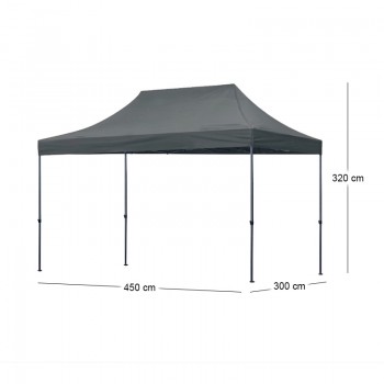 Κιόσκι - Gazebo Bari Megapap πτυσσόμενο μεταλλικός σκελετός - αδιάβροχο ύφασμα χρώμα γκρι 3x4,5x3,20m.