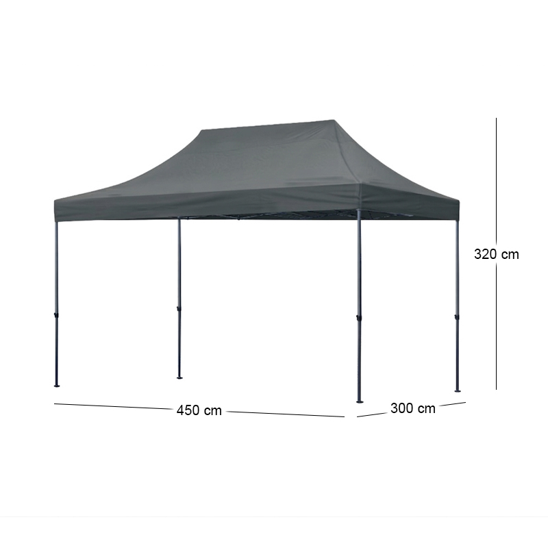 Κιόσκι - Gazebo Bari Megapap πτυσσόμενο μεταλλικός σκελετός - αδιάβροχο ύφασμα χρώμα γκρι 3x4,5x3,20m.