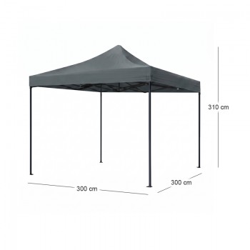 Κιόσκι - Gazebo Bari Megapap πτυσσόμενο μεταλλικός σκελετός - αδιάβροχο ύφασμα χρώμα γκρι 3x3x3,10m.