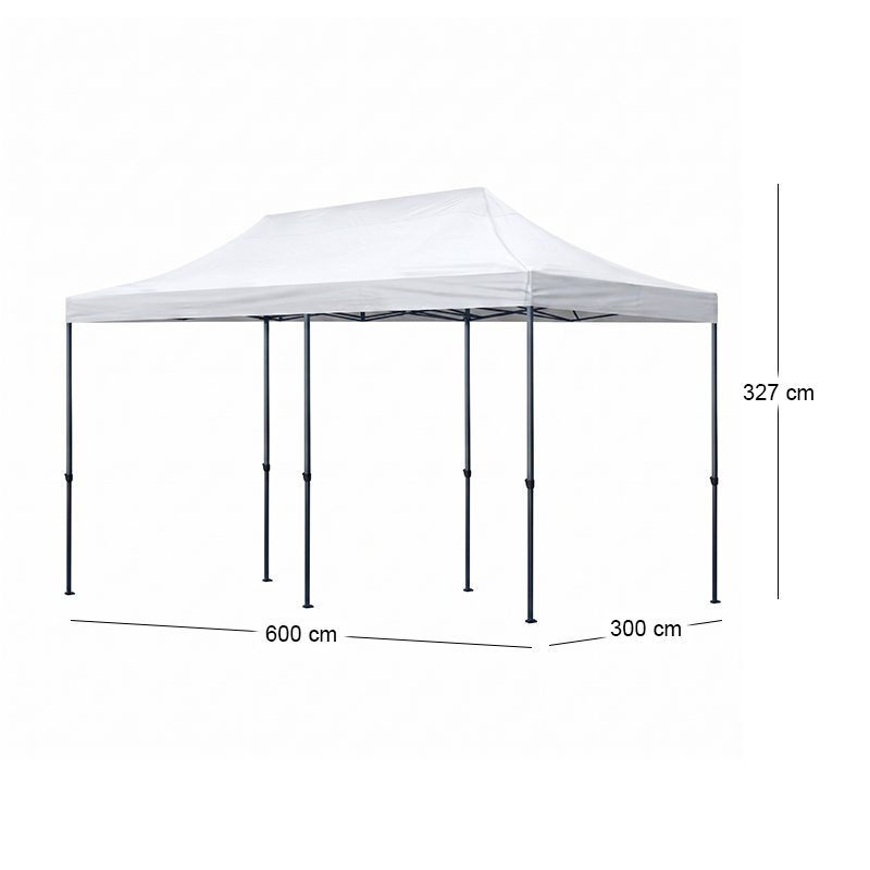 Κιόσκι - Gazebo Bari Megapap πτυσσόμενο μεταλλικός σκελετός - αδιάβροχο ύφασμα χρώμα λευκό 3x6x3,27m.