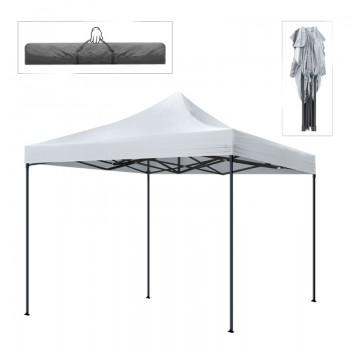 Κιόσκι - Gazebo Bari Megapap πτυσσόμενο μεταλλικός σκελετός - αδιάβροχο ύφασμα χρώμα λευκό 3x3x3,10m.