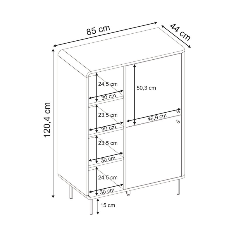 Μπουφές Colia Megapap χρώμα sepet oak 85x44x120,4εκ.