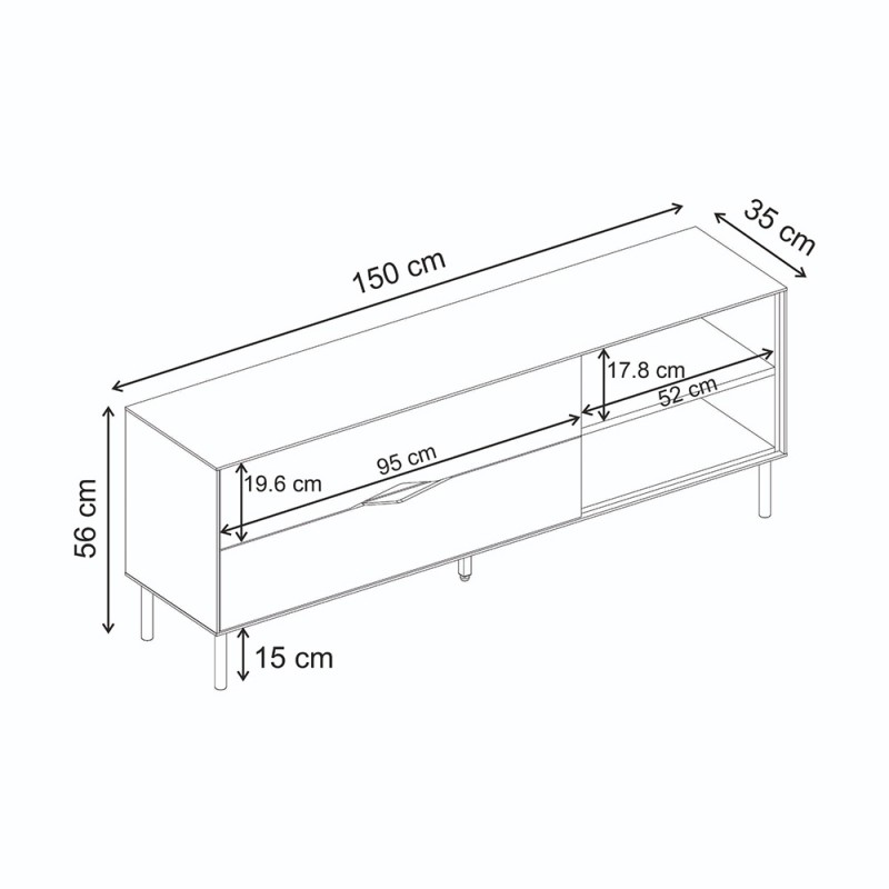 Έπιπλο τηλεόρασης Marquise Megapap χρώμα sandstone 150x35x56εκ.