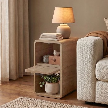Τραπεζάκι βοηθητικό - Κομοδίνο Rovel Megapap χρώμα sepet oak 30x39x50,5εκ.