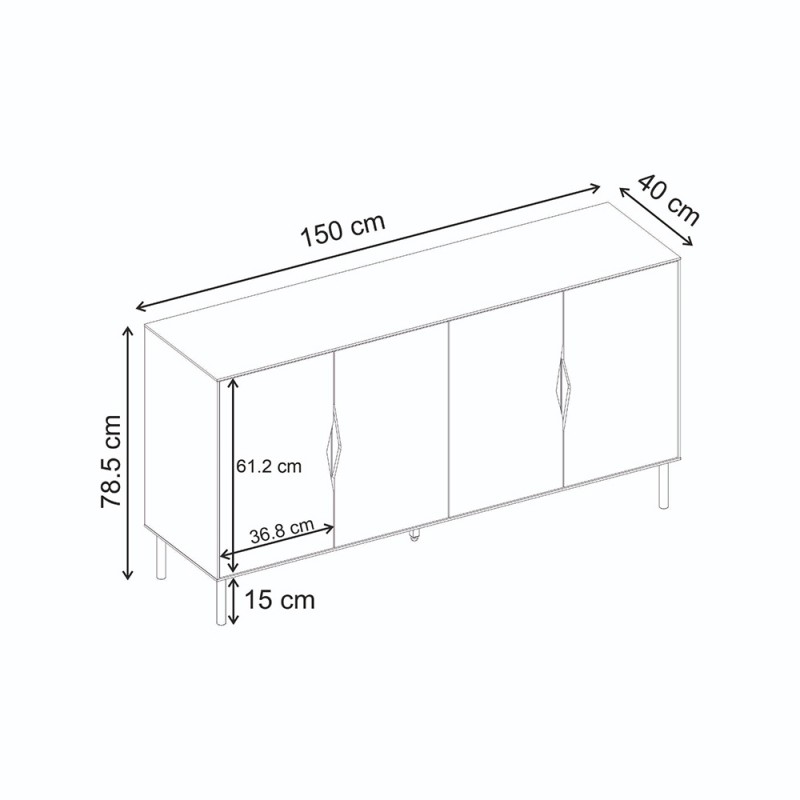 Μπουφές Marquise Megapap χρώμα sandstone 150x40x78,5εκ.