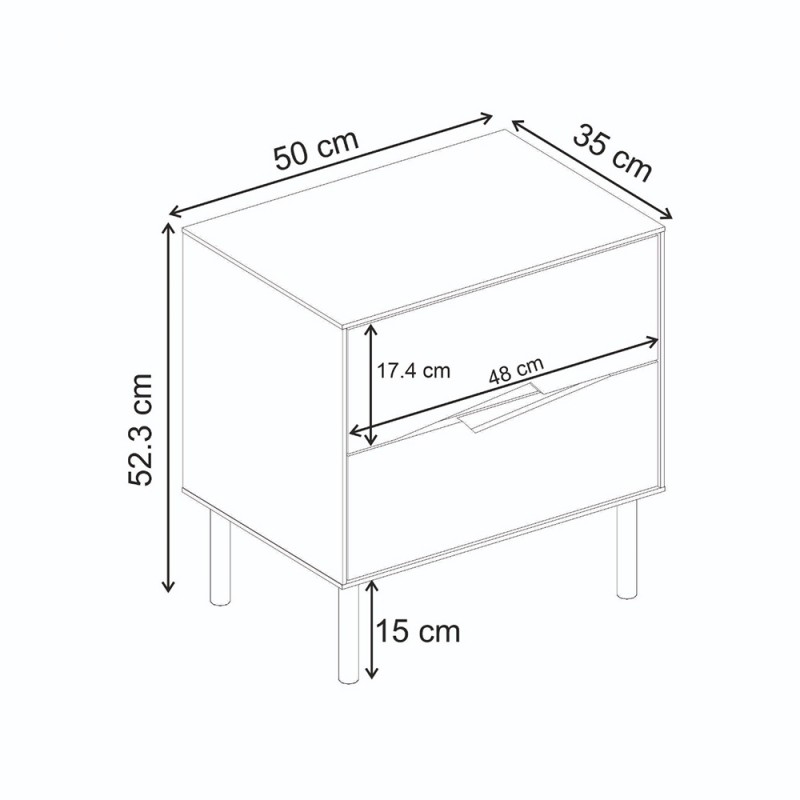 Κομοδίνο Marquise Megapap χρώμα sandstone 50x35x52,3εκ.