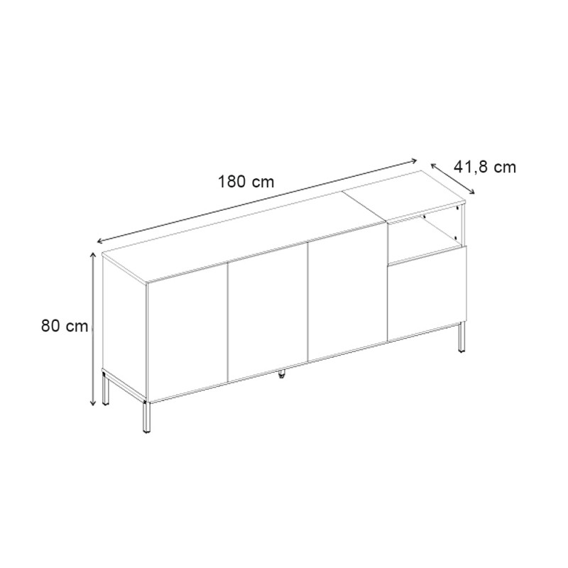 Μπουφές Cailin Megapap χρώμα sandstone - sepet oak 180x41,8x80εκ.