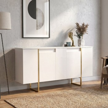 Μπουφές Orontes Megapap χρώμα λευκό - χρυσό 160x35,2x80εκ.