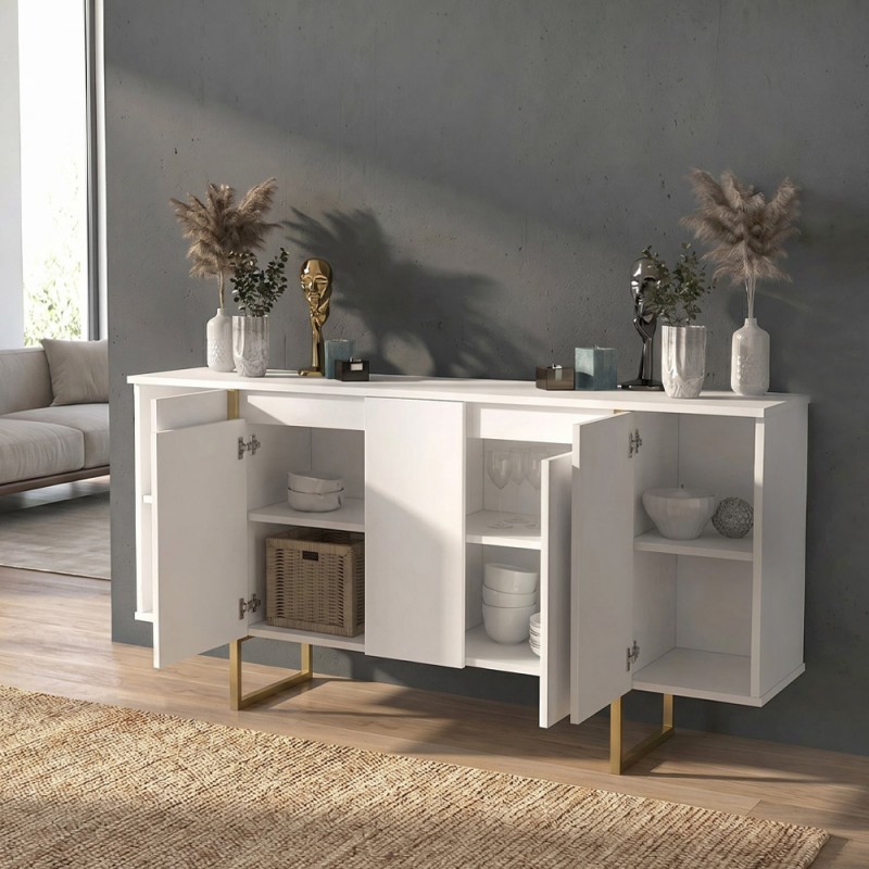 Μπουφές Orontes Megapap χρώμα λευκό - χρυσό 160x35,2x80εκ.