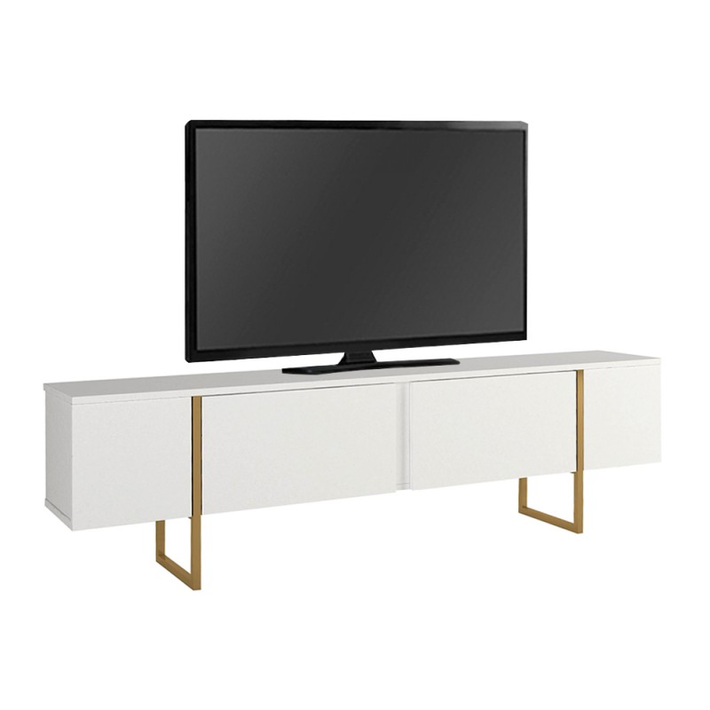 Έπιπλο τηλεόρασης Orontes Megapap χρώμα λευκό - χρυσό 180x29,6x50εκ.