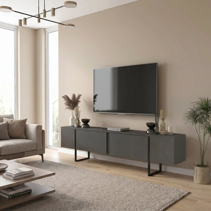 Έπιπλο τηλεόρασης Orontes Megapap χρώμα ανθρακί 180x29,6x50εκ.