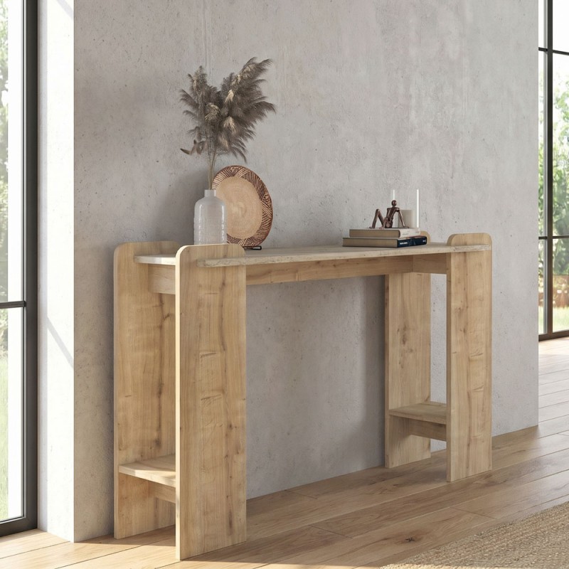 Κονσόλα Mendoza Megapap χρώμα sapphire oak - travertine 130,8x35x76,8εκ.
