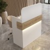 Γραφείο υποδοχής - reception Telmos Megapap με LED χρώμα λευκό - sapphire oak 90x43,6x119,2εκ.