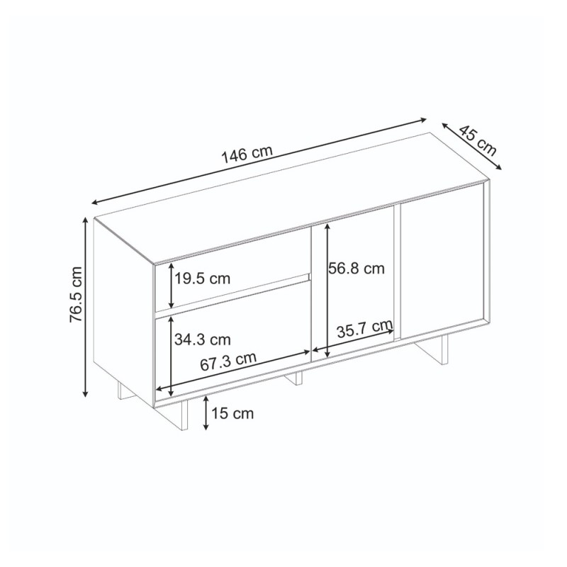 Μπουφές Capri Megapap χρώμα sapphire oak 146x45x76,5εκ.
