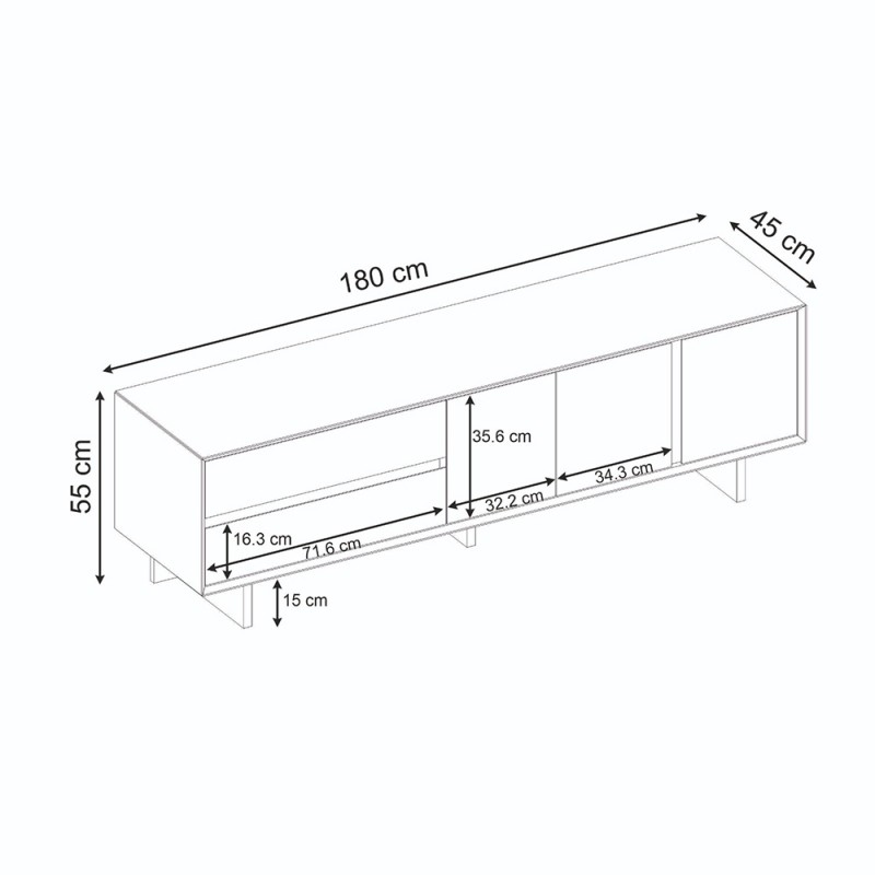 Έπιπλο τηλεόρασης Capri Megapap χρώμα sapphire oak 180x45x55εκ.